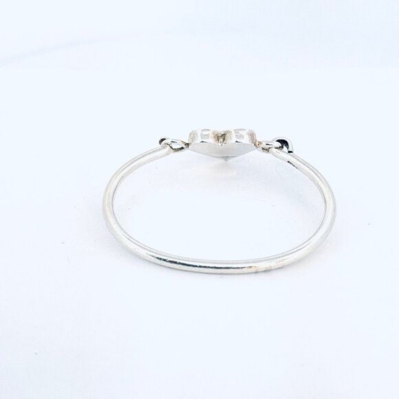 Estate Sterling Silver 925 Heart Bangle Bracelet, 6” Size Elegant Design, 14.78g - Picture 3 of 10
